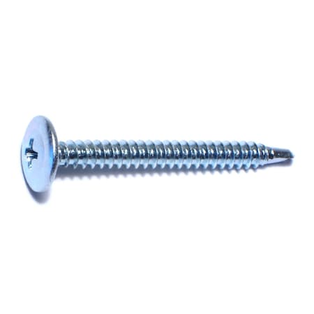 Buildright Self-Drilling Screw, #8 x 1-5/8 in, Zinc Plated Steel Truss Head Phillips Drive, 125 PK 54944